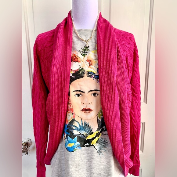 Lauren Ralph Lauren Sweaters - Lauren by Ralph Lauren Hot Pink Cable Knit Cardigan